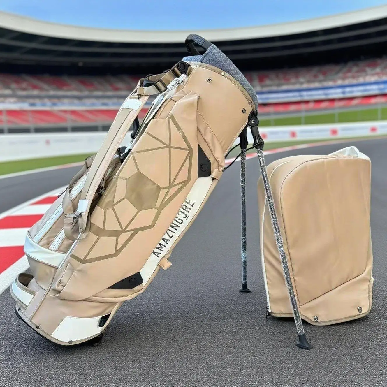 Tour-Ready Golf Stand Bag, Khaki/Black Colorway , Ultra-Light Build