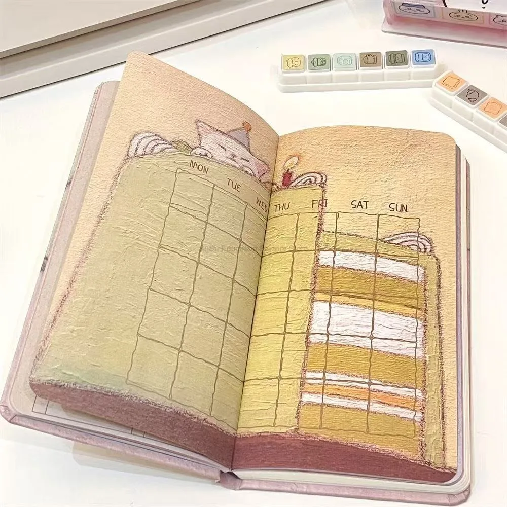 Cartoon Illustration Cute Little Elephant Schedule Planning Notebook Color Inner Page Daily Planner Portable Pocket Book #3