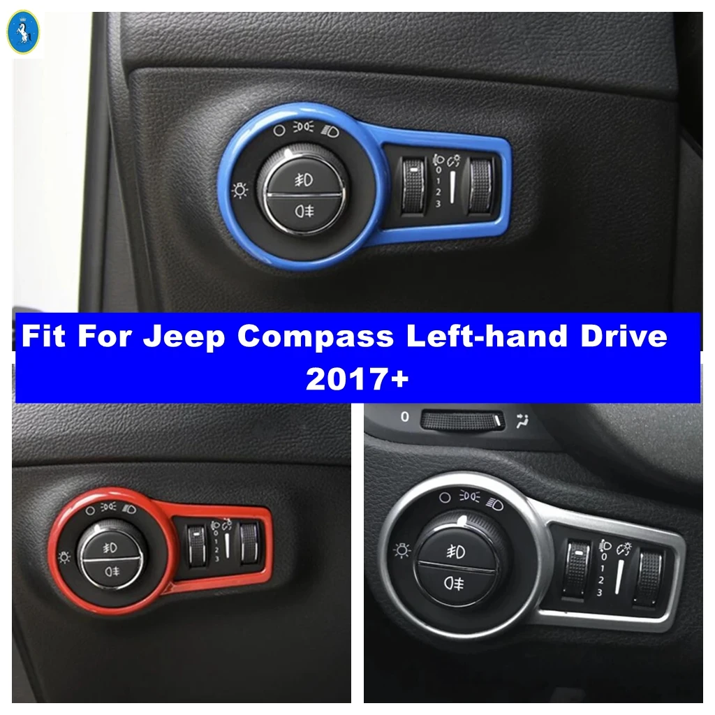 

Car Front Head Lights Lamp Switch Button Cover Trim Fit For Jeep Compass Left-hand Drive 2017 - 2021 ABS Interior Accessories