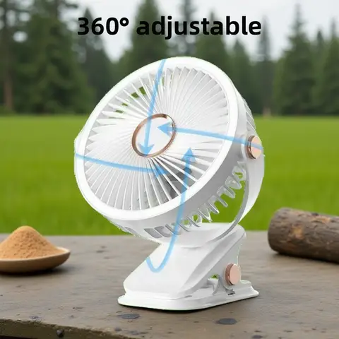Camping Fan Rechargeable Desktop Portable Air Circulator Wireless Ceiling Electric Fan With LED Light Clip-on Home Fan 8000mAh