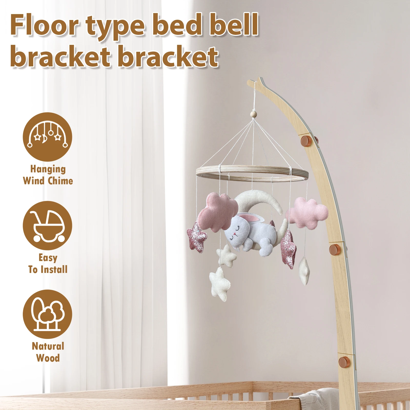 Culla Mobile braccio appeso sonagli supporto per giocattoli da terra per culla Nursery Mobile Bed Bell Decor culla per neonati zanzariera Rack