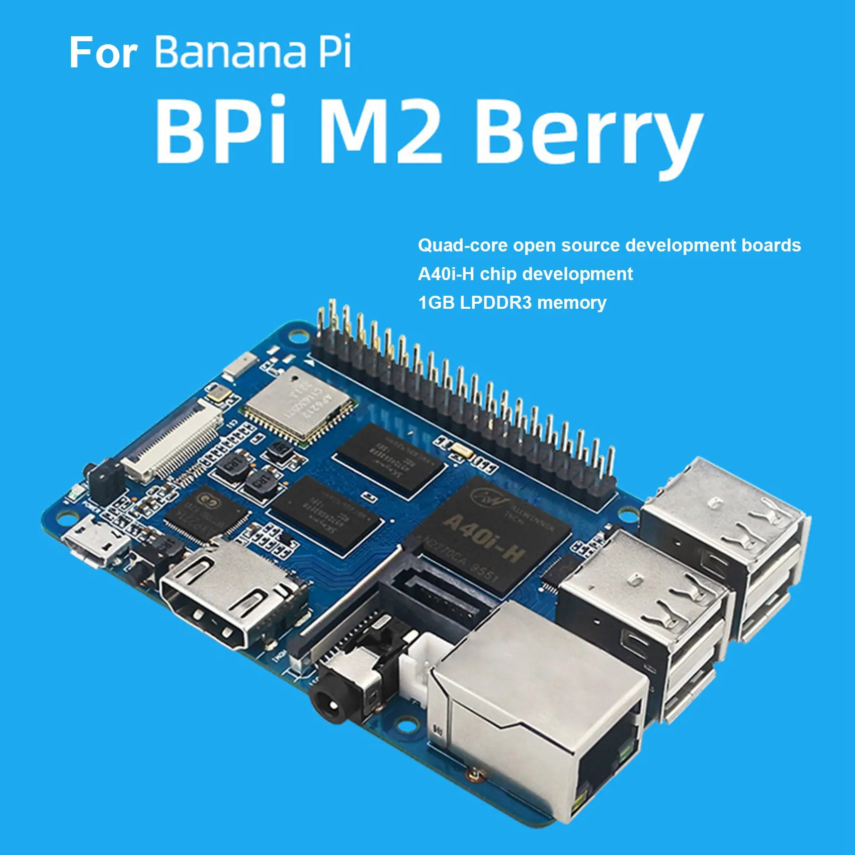 Carte de Développement de Port Ethernet Gigabit, pour Gels Pi M2 Berry Façades Core A7 Allwinner A40I CPU SATR Wild