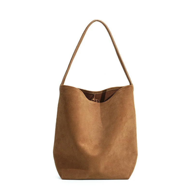 

Women Hot Sale Genuine Leather Bucket Bag Lady Niche Design Cow Leather Tote Bag Female High Quality Large Capacity Shoulder Bag