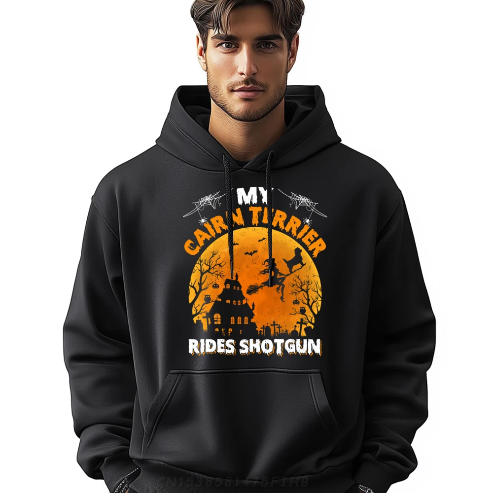 My Cairn Terrier Rides Shotgun Cairn Terrier Dog Halloween Mens Clothing 2024 Clothes Man Sweatshirts