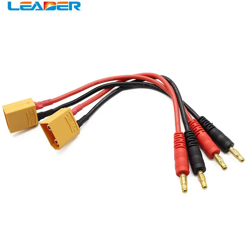 LEADER SOLAR 100 Pieces/Lot XT90 To 4.0mm Banana Connector with 14 AWG Silicone Charger Cable for RC Power Supply ZD0180