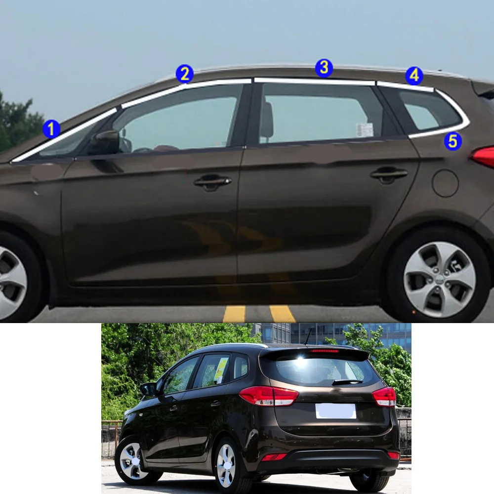

For KIA CARENS 2013 2014 2015 2016 2017 2018 2019 2020 Car Sticker Garnish Pillar Window Middle Strip Trim Frame Hoods Parts