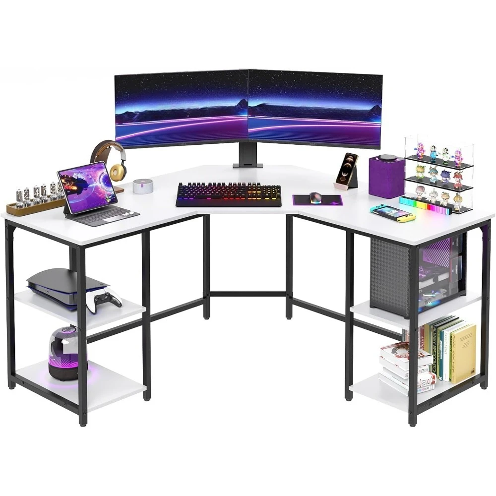 

L-shaped Desk with Shelves, Computer Corner Desk, Home Office Writing Workstation, Gaming Desk Pc Laptop Table