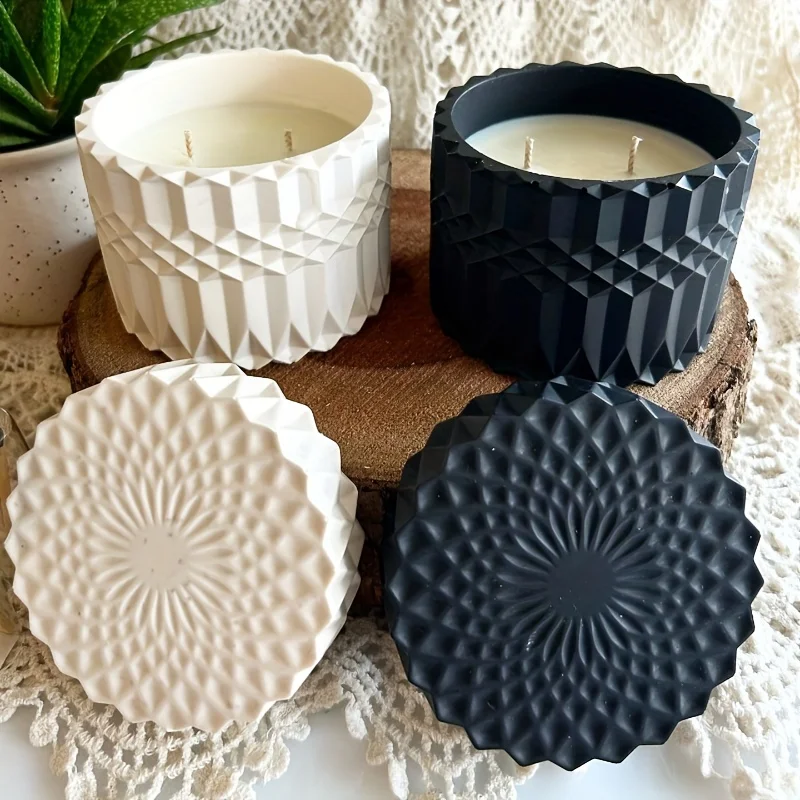 1 zestaw Ripple Candle Cup Resin Mold Cylinder Plaster Candle Jar Concrete Flower Pot Silicone Mold For Candle Home Decor