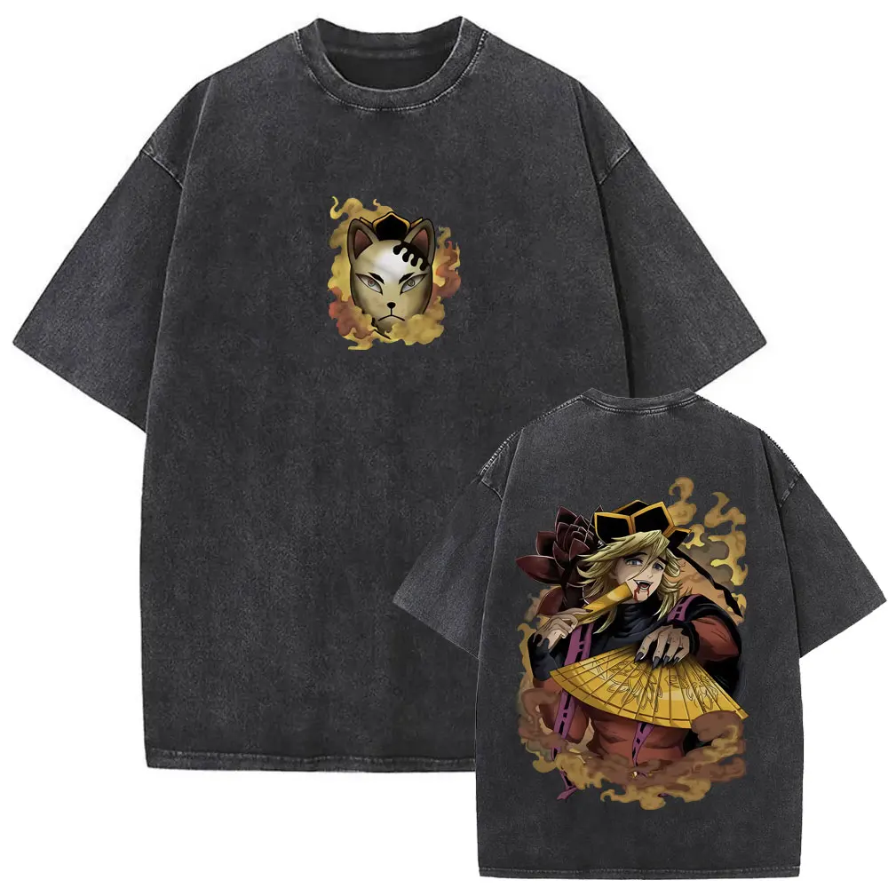 

Washed Vintage Anime Demon Slayer Douma Graphic T-shirt Men Women Cartoon Fashion Oversized T Shirt Male Casual Cotton T-shirts