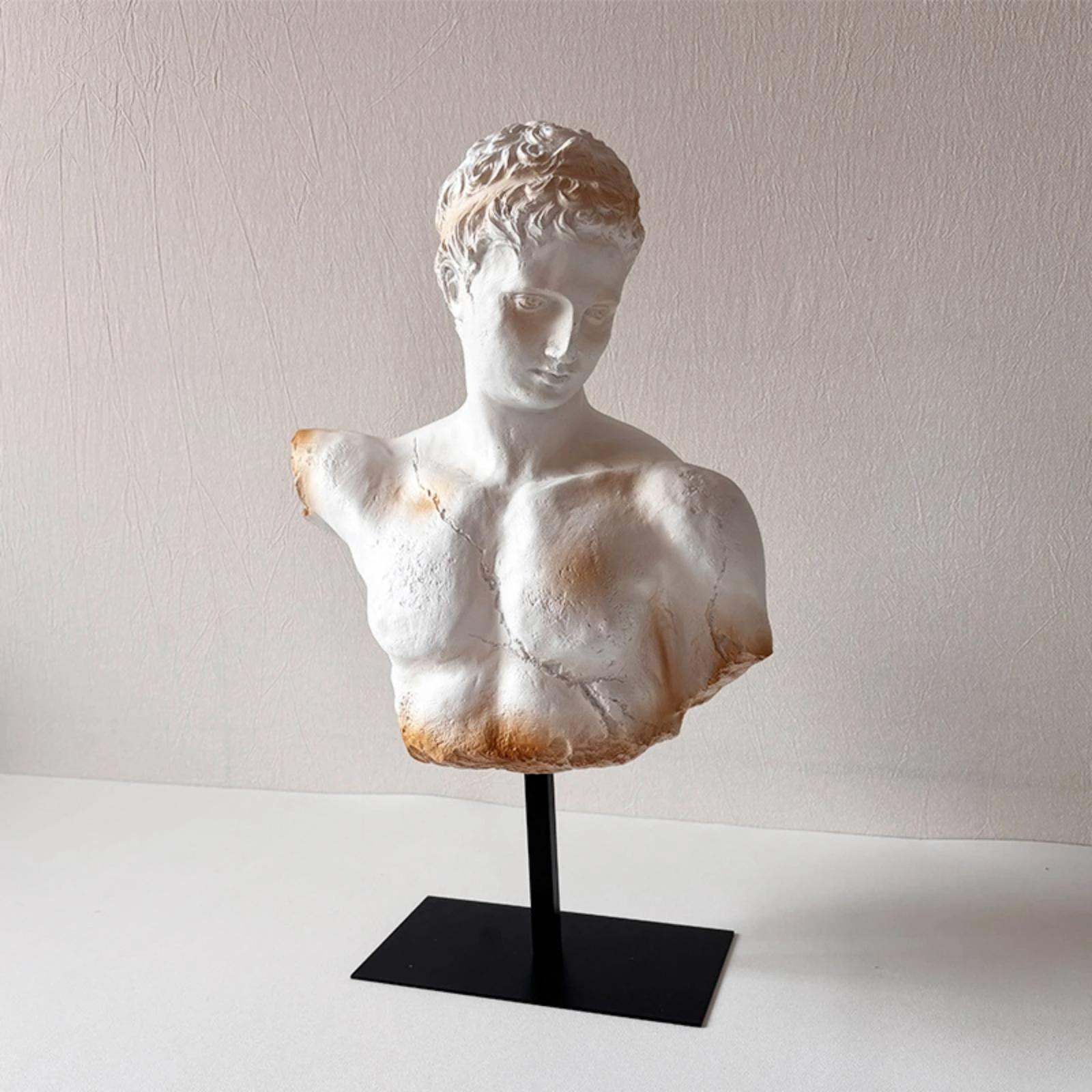 French Bust Figurine European Design Bust Sculpture Male Torso Statue Artistic Home Decor Tabletop Display for Living Room
