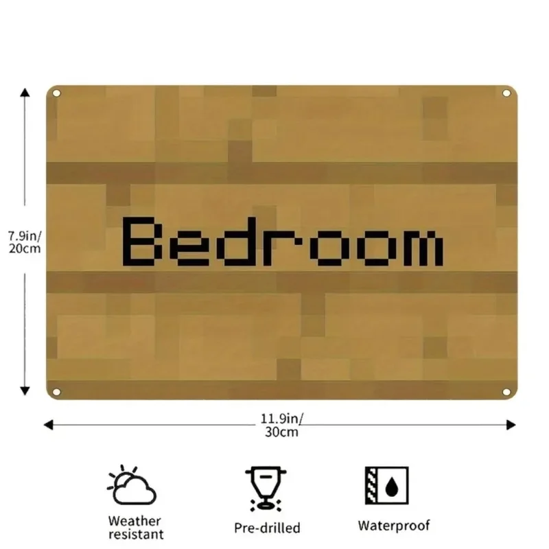 Mini Vintage Pixel Art Wall Sign, Mosaic Wood Texture Design, Easy to Install Bedroom Home Decor