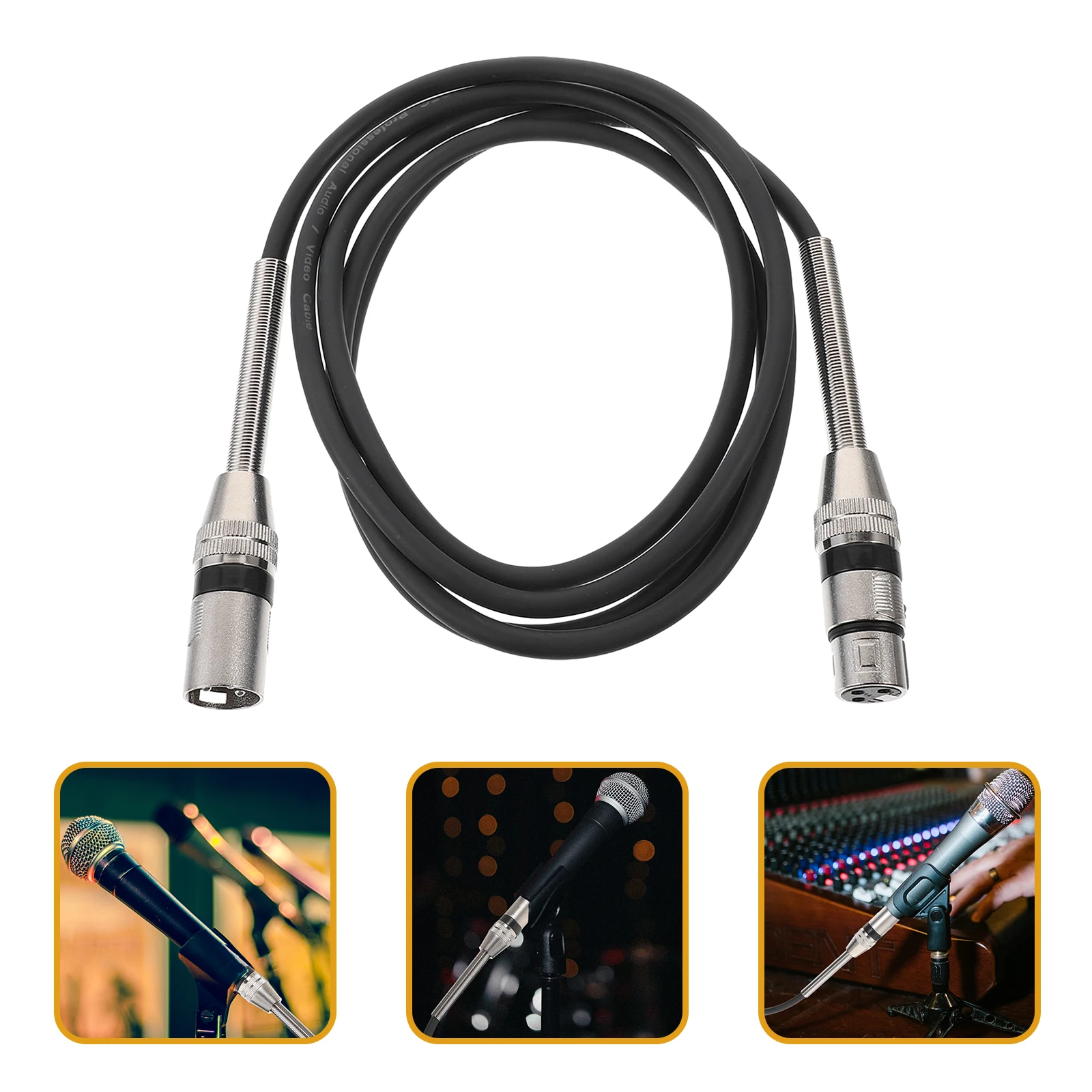 

XLR Male to Female 3 pin Microphone Cable Black 2M Copper Audio Line Stable Signal Transmission Durable Portable Sound Equipment