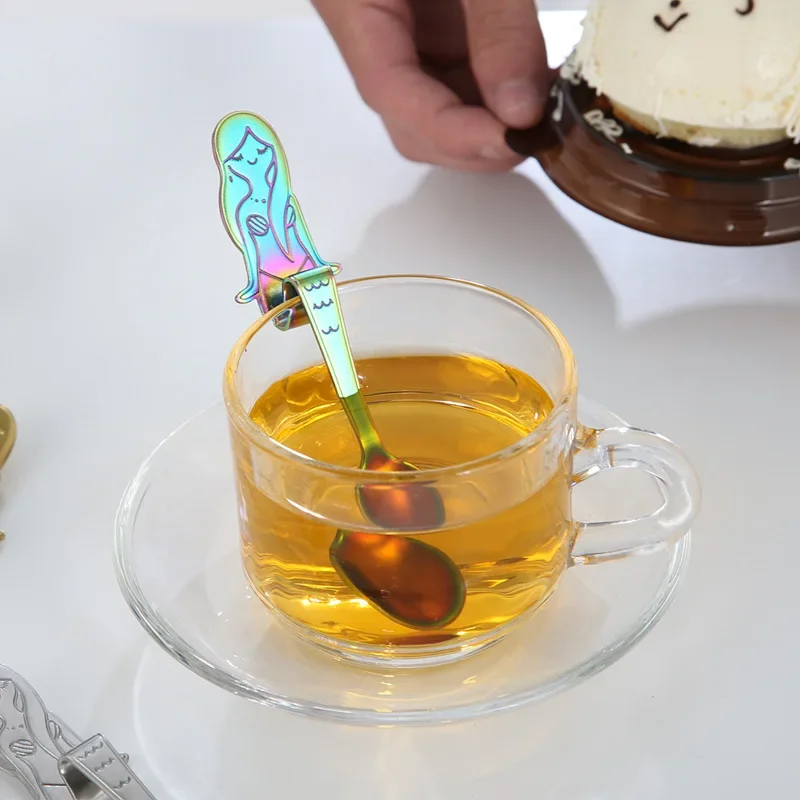 304 stainless steel spoon titanium love spoon mug hanging side spoon creative coffee stirring dinnerware tableware