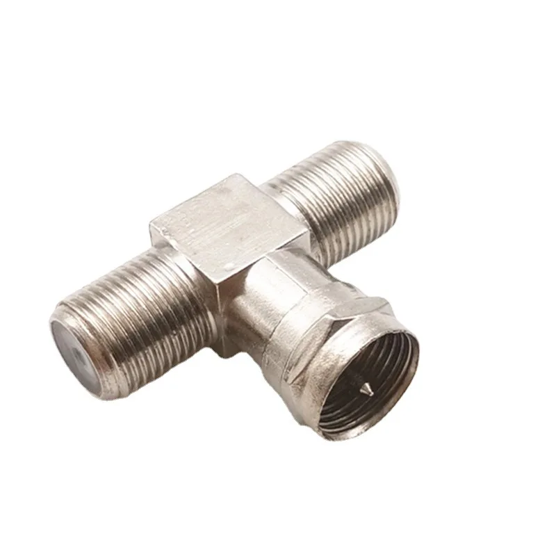 10 Pcs Zinc‑Alloy F‑Type 3‑Way Splitter Adapter, Male to 2 Female F‑Connector, Imperial Thread Coaxial T‑Connector for TV Cable