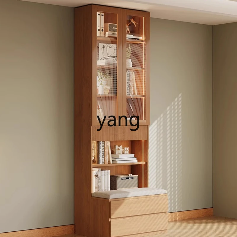 

YHM solid wood bookcase household bedroom floor shelf living room