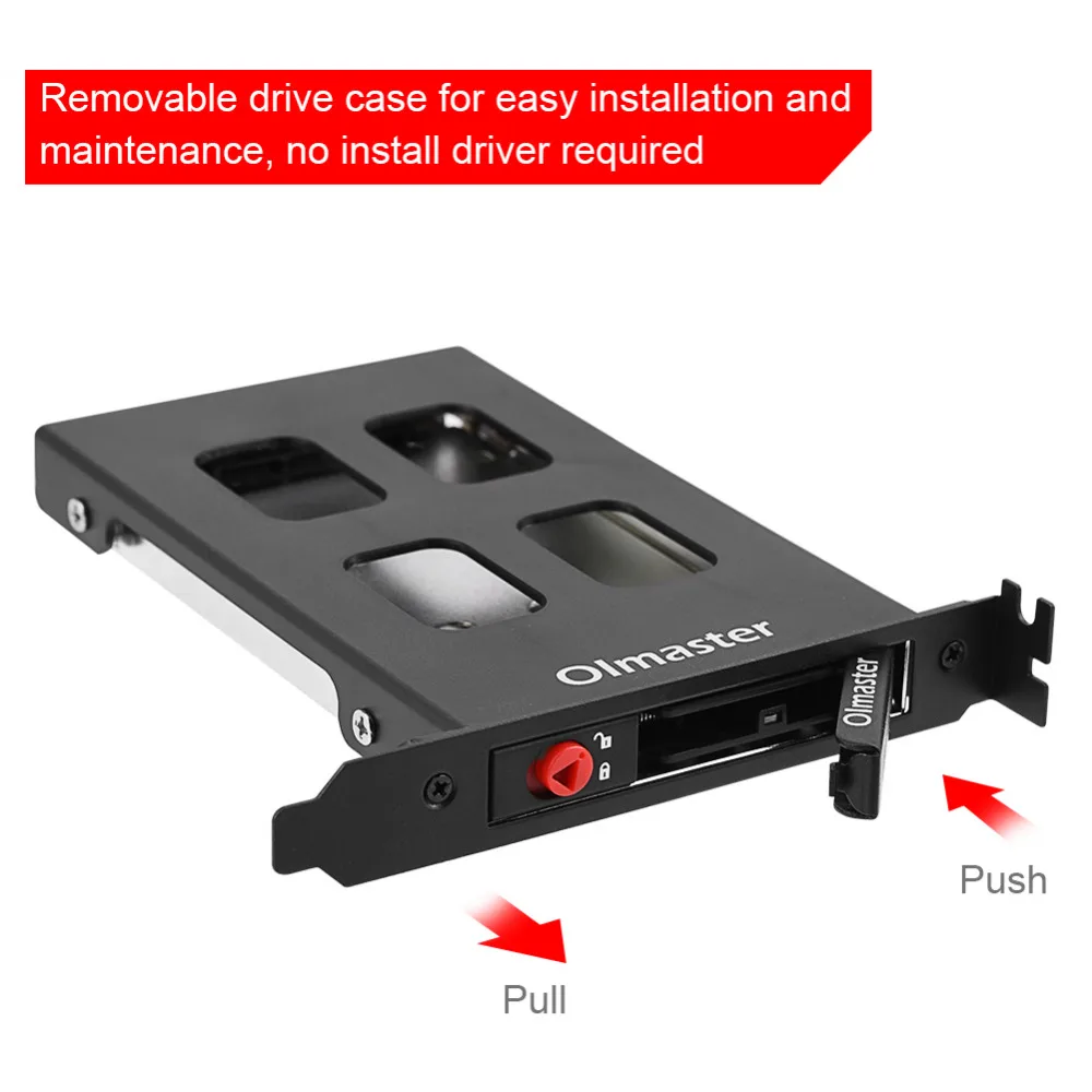 Oimaster Pci Mobile Rack Gabinete Caixa de unidade de disco rígido para adaptador Sata Sdd Hdd de 2,5 polegadas