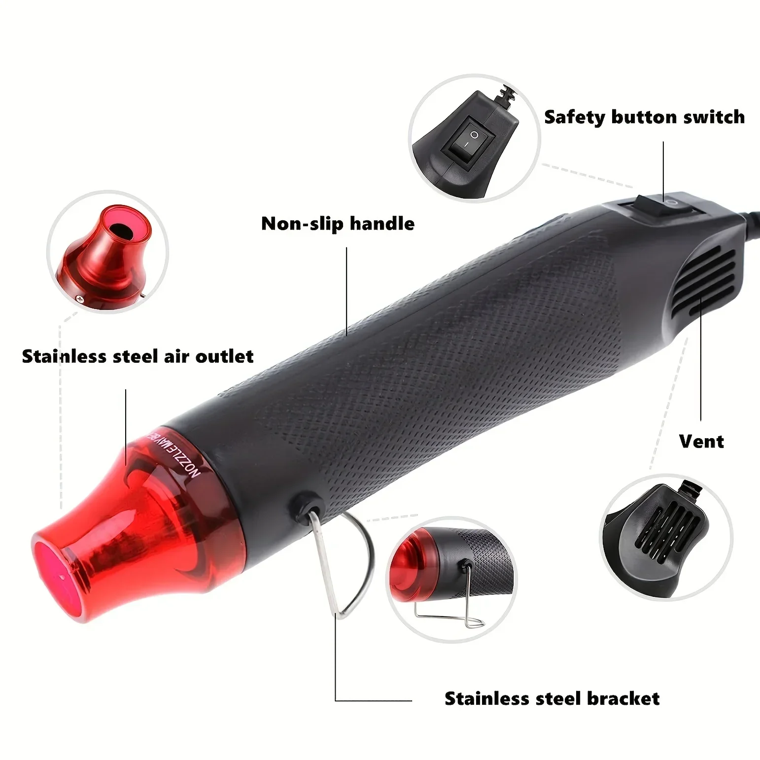 300W Mini Heat Gun with US Plug,Power Supply Operated, 110V-130V Operating Voltage - Ideal for Epoxy Resin, DIY Crafts