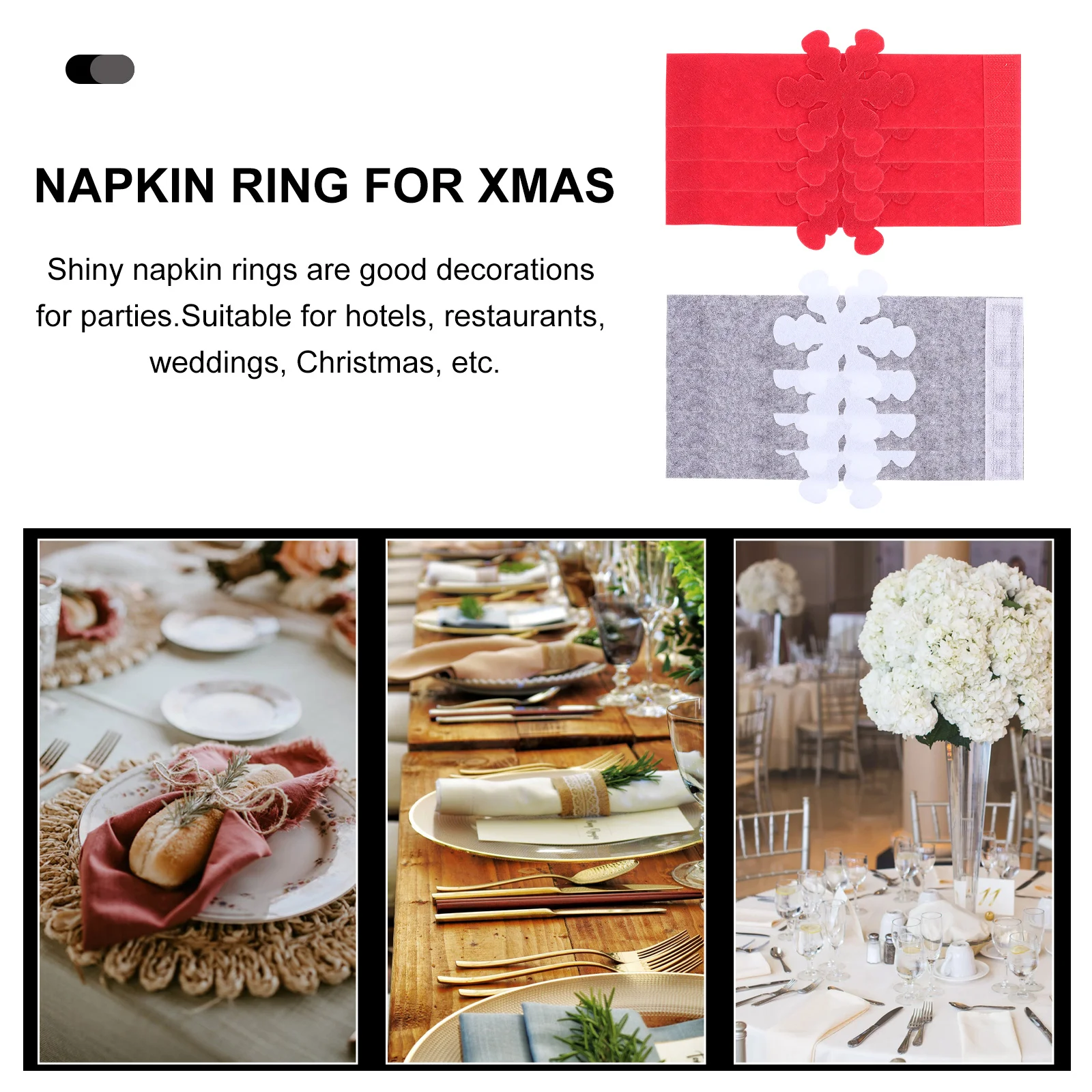 

Snowflake Napkin Buckle Practical Ring for Xmas Dinner Cloth Party Decor Lovely Napkins