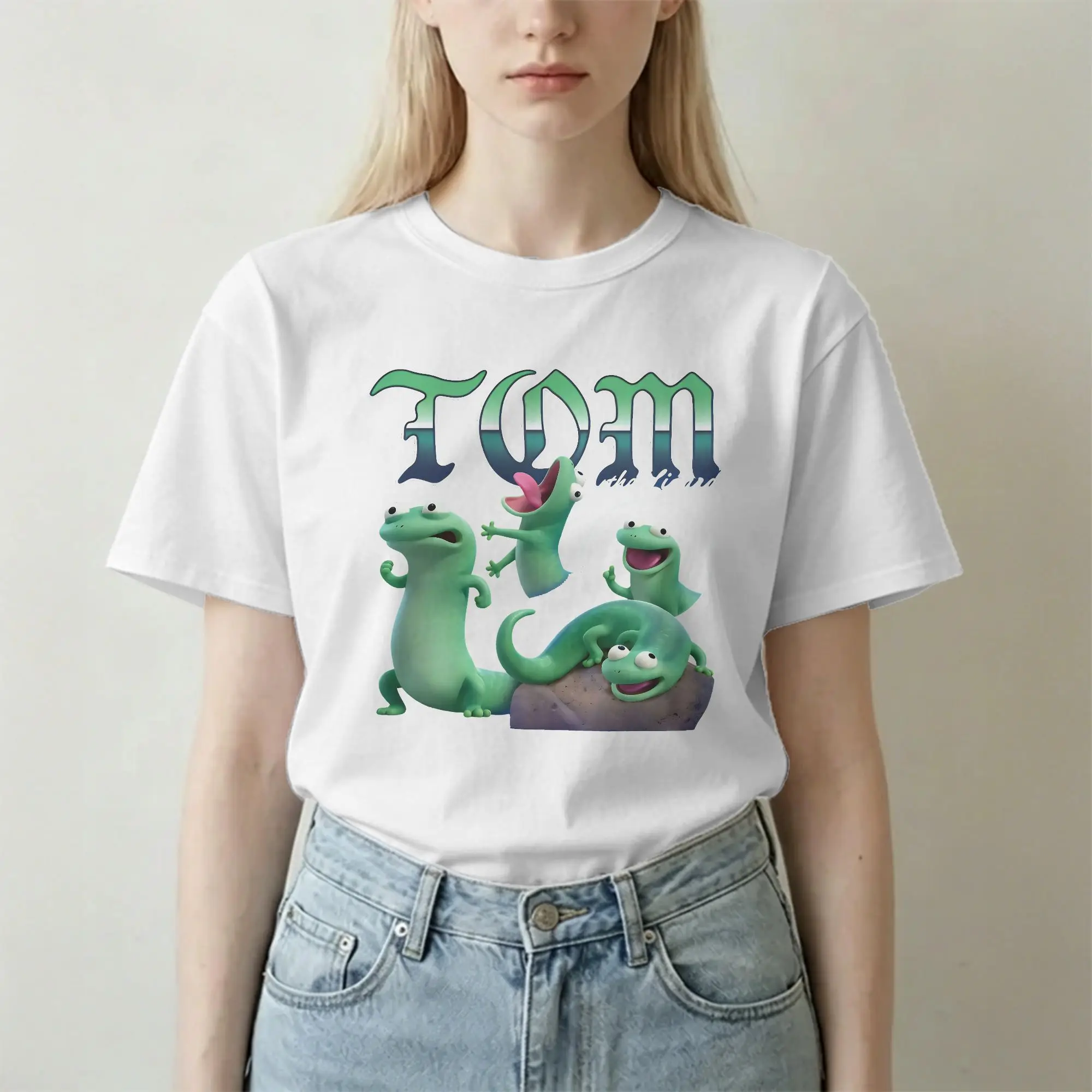 Animated Tom Lizard Meme T Shirts for Men Women 100% Cotton Vintage T-Shirt Round Neck Hoppers Tees Short Sleeve Clothes Printed