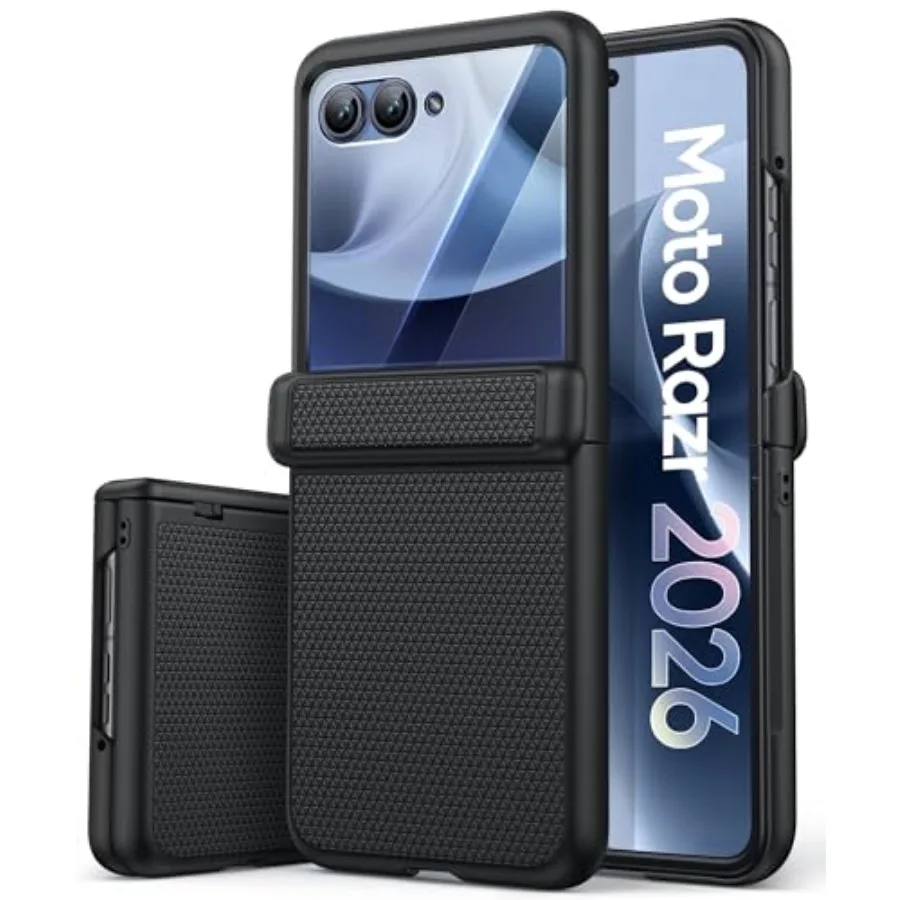

for Motorola Razr 2026 Case with Hinge Protection and Outer Screen Protector, Non-Slip Texture and Slim Stylish and Rugged Shoc