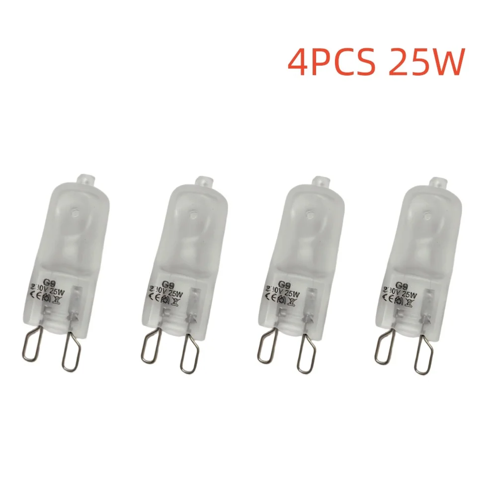 4PCS Matte Finish 230V 25W G9 Oven Light High Tempe Resistant Durable Bulb Lamp for Ovens Fans Etc.