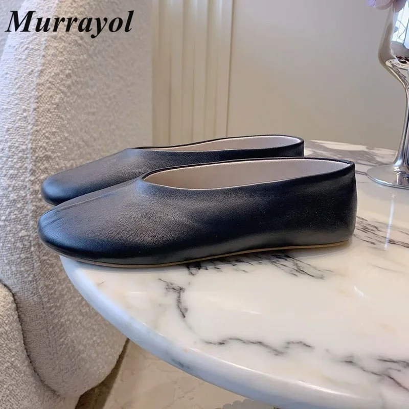 

Ballet Shoes Women's Solid Color Soft Sole Versatile Mary Jane Shoes Spring Autumn Genuine Leather Shallow Mouth Flat Shoes