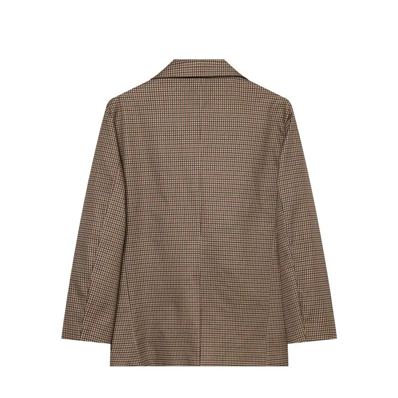 2026 Autumn New Women's Commuter Plaid Print Button Loose Shoulder Pad Jacket Outerwear Stylish Business Casual Coat