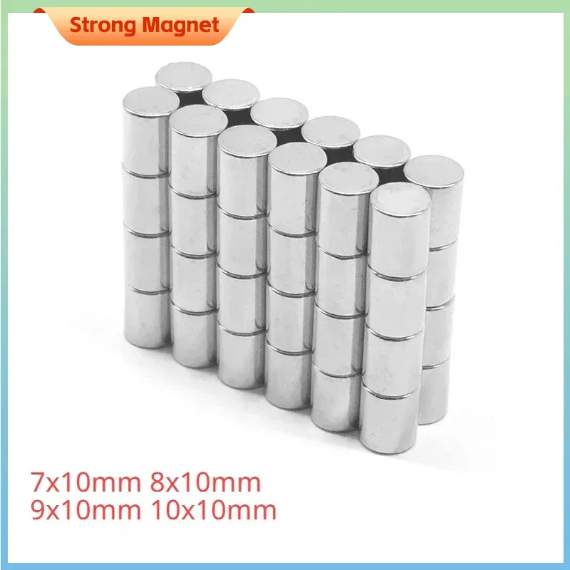 

10/20/50/100PCS Strong Round Neodymium Magnets NdFeB N35 Super Power Cylinder DIY 7x10 8x10 9x10 10x10mm Magnetic Magnet