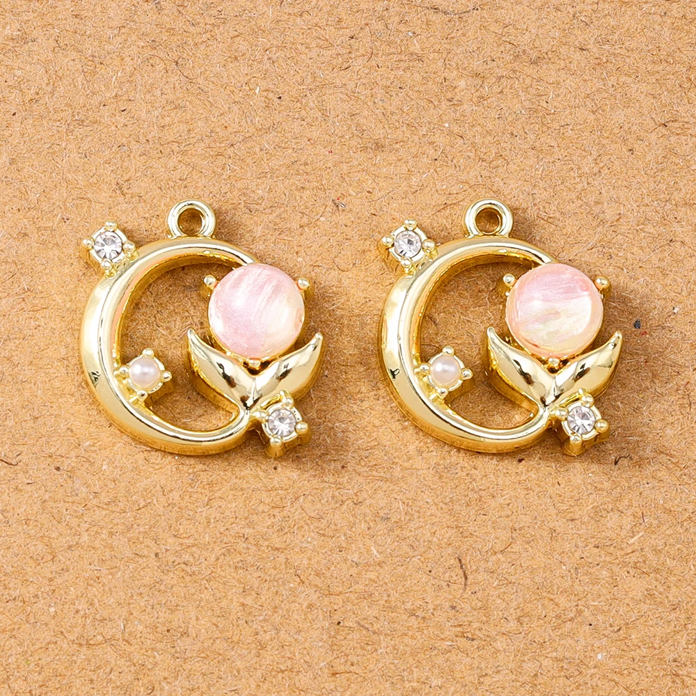 5 قطع لطيف الأحجار الكريمة كريستال ذيل السمكة سحر المعلقات لصنع المجوهرات الأقراط قلادة سوار DIY الاكسسوارات اليدوية #5