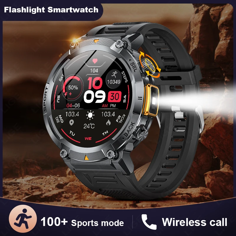 LIGE 2024 Smart Watch Men Outdoor Sports Fitness Waterproof Bluetooth Call Bracelet Heart Rate Monitor LED Lighting Smartwatch