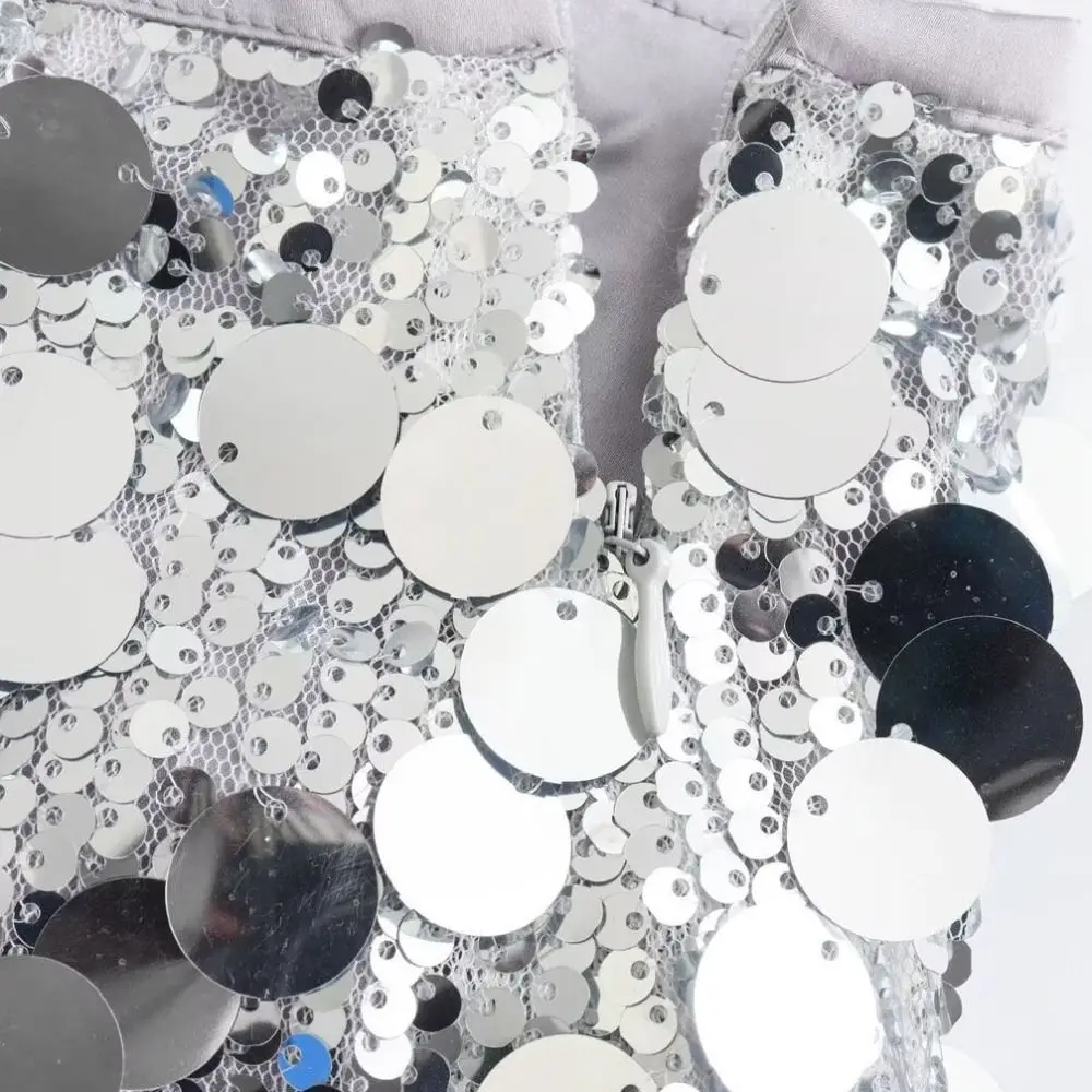Slim Fit High Waist Sequin Mini Skirt Solid Color Shining Sequin Party Skirt Side Zipper A-Line Short Skirt Party Wear