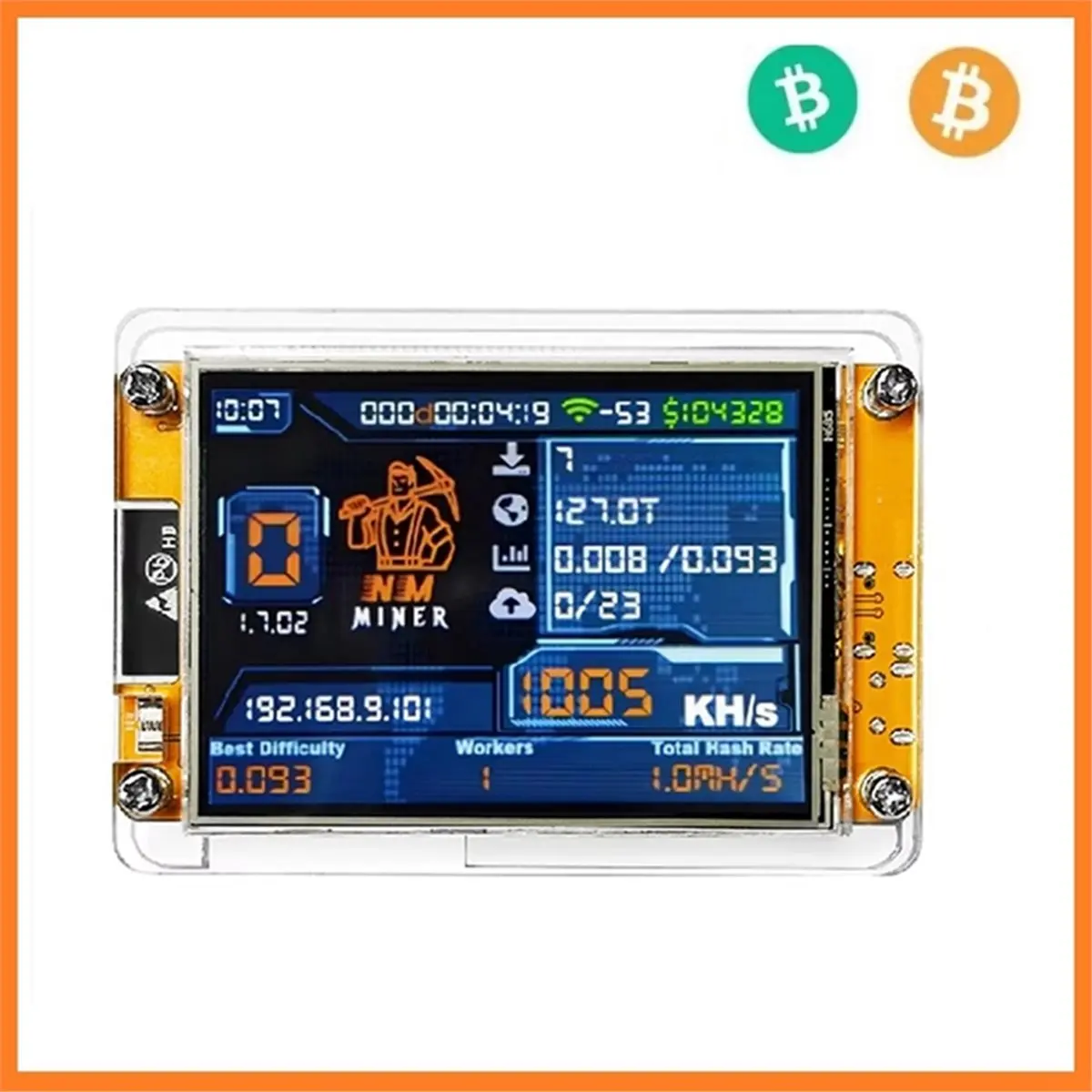 4X 1000KH/S NMMiner +4 Slots Stand Upgraded Bitcoin Crypto Solo Miner 2.8 Inch Smart Display Miner for Home