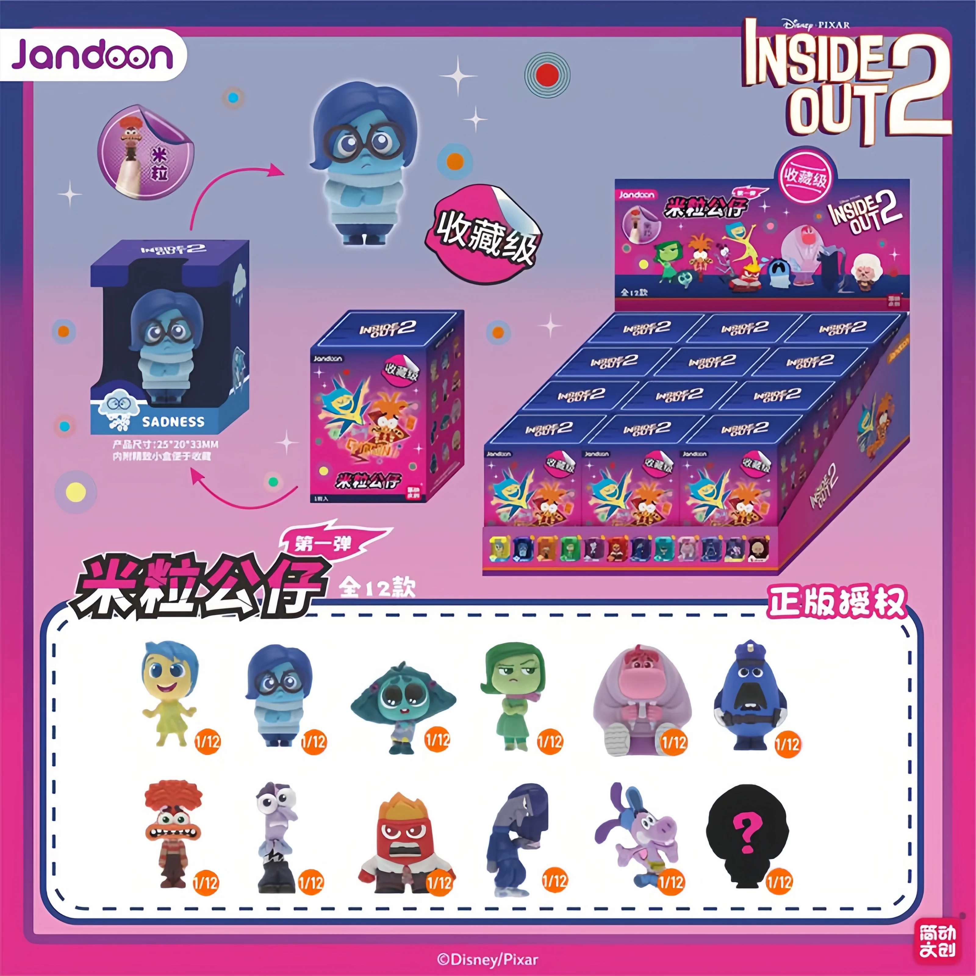 

Оригинальная кукла JANDOON Inside Out2, кукла с рисовым зерном, сюрприз, слепая коробка, игрушка, радость, двор, дизайн, страх, угол, мини-фигурки и украшения