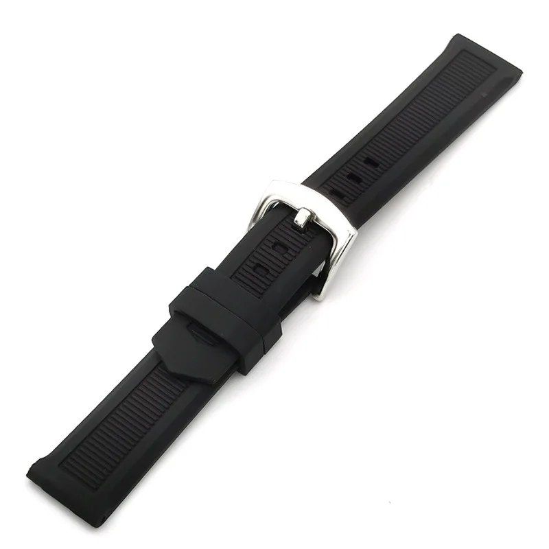 Generic 18mm 20mm 22mm 24mm Soft Silicone Watchband for Men Women Sport Diving Smart Watch Strap Wrist Bracelet Belts Black