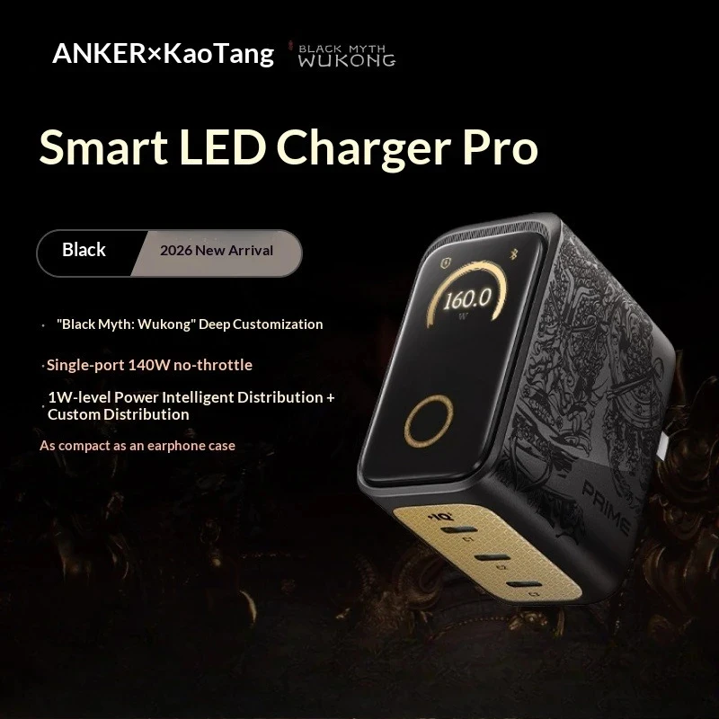 NEW Anker Black Myth Wukong Lingguang 140W 4 Port PD3.1 GaN Charger Smart Display for Laptop Phone Tablet Gift