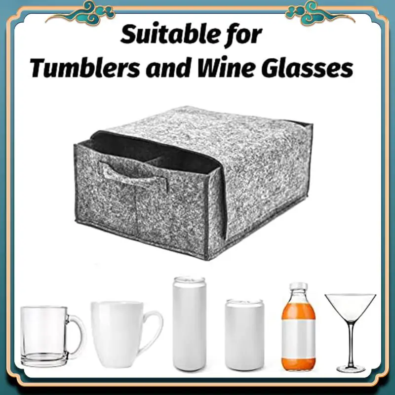 Picture 4: Felt Cup Holder Camping Glass Carrier For Drinking Glasses Wine Glass Holder Camping Accessorie Camper Tableware Storage
