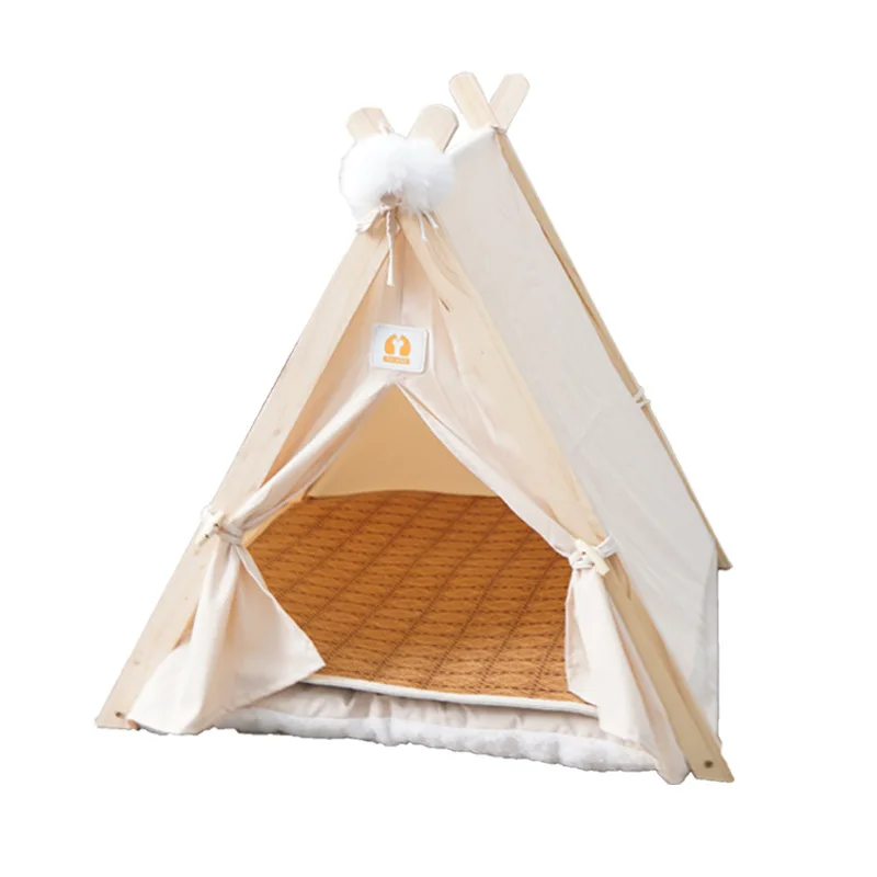

Outlet Pet House Tents Wood Canvas Custom Foldable Pet Beds Dog Bed Tent Furniture Cat Bed for Sale