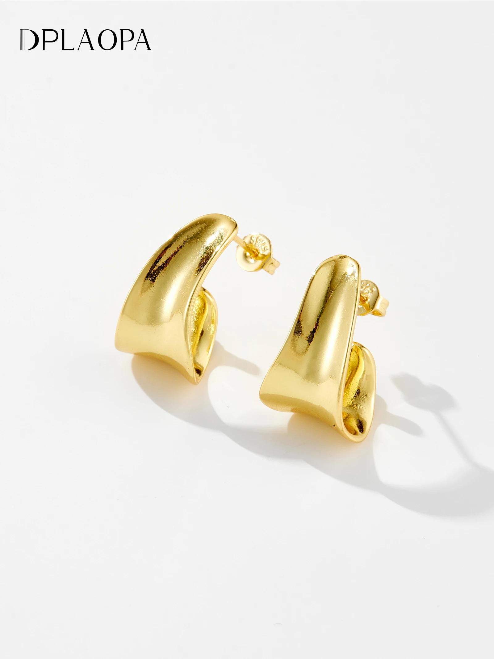 DPLAOPA 925 Sterling Silver Gold Hoop Loops Rock Punk Clips Earring Fine Jewelry 2024 Rock Punk Jewels