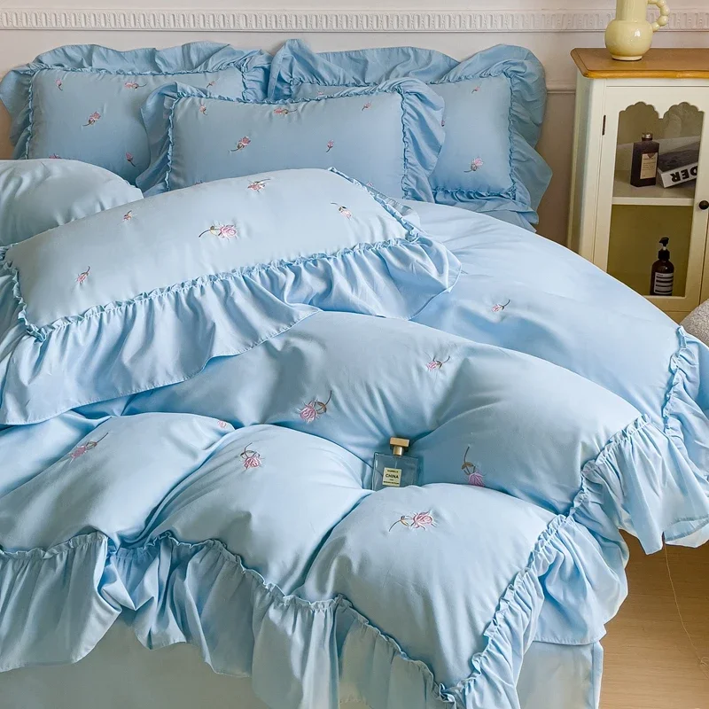 2025 New Arrival! Solid - colored Bedding Set, High - Density Cotton, Breathable and Cool, Complete Set for 1.5m,1.8m, 2.0m Beds