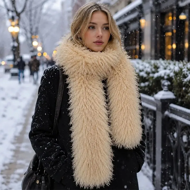 Imitation Beach Wool Scarf With Fashionable Versatile Temperament Autumn Winter Cold Resistant Thick Warm Fur Collar Y2k Scarf