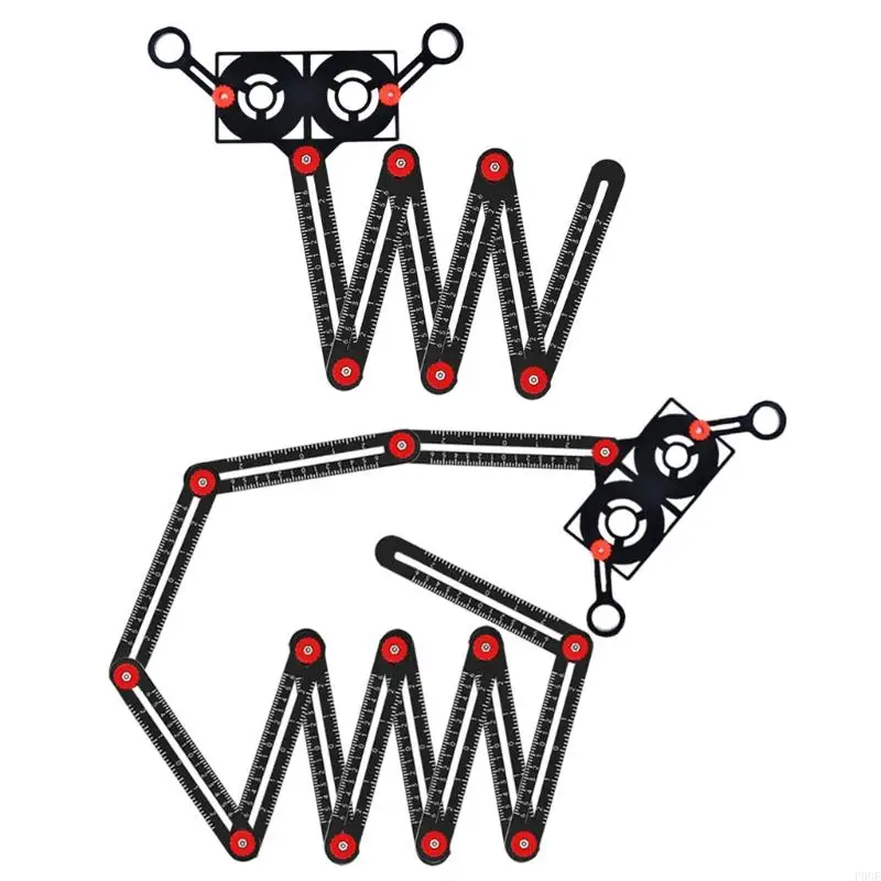 

P0UE 6/12 Fold Measuring Tool Multi Measuring Ruler Aluminum Alloy Measurement Template Tool Finder