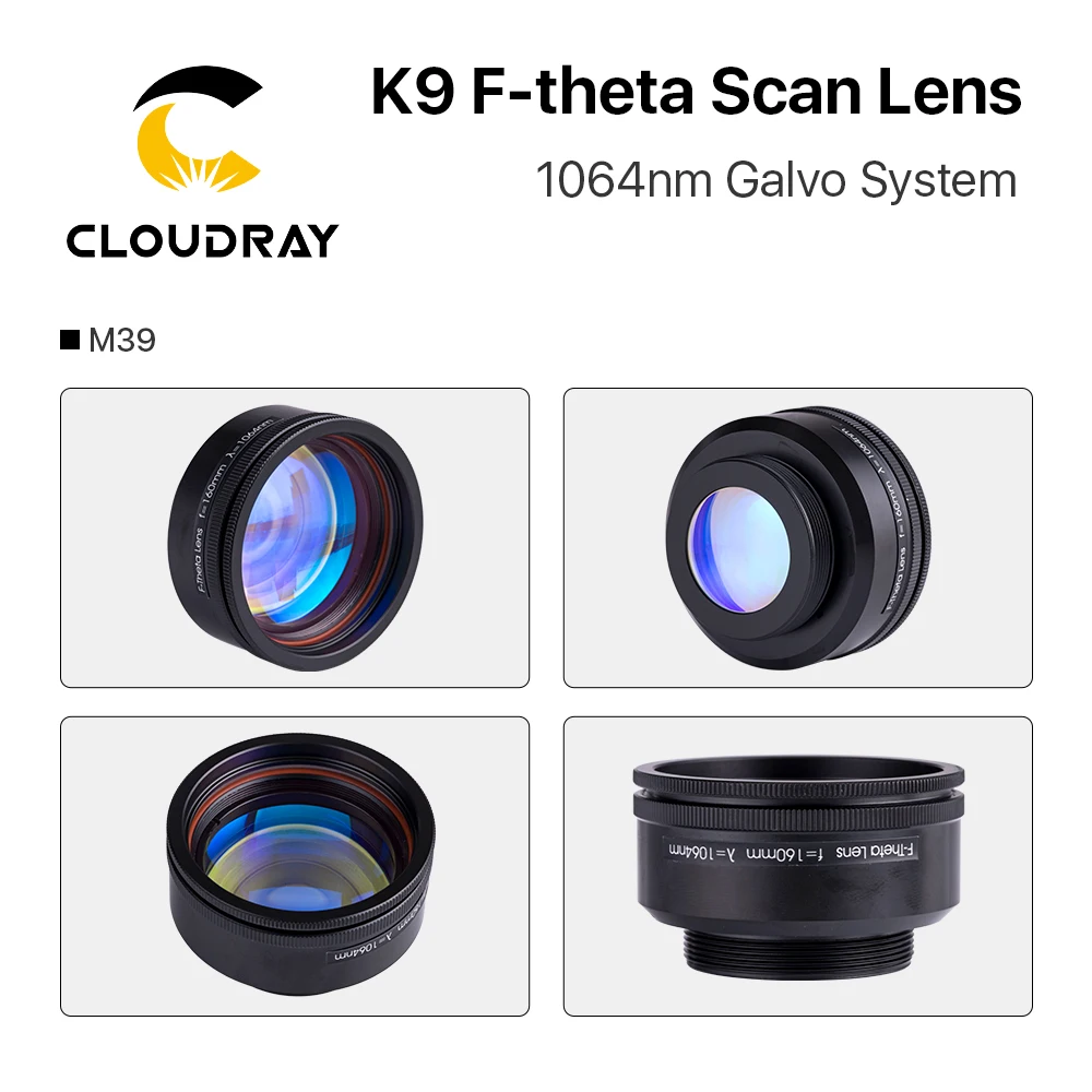 Cloudray K9 F-theta Scan Lens Thread M39 & M55 1064nm Galvo System for 1064nm YAG Optical Fiber Laser Marking Machine Parts