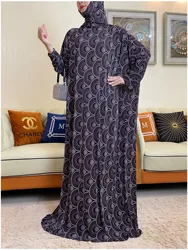 Dubai New Muslim Women's Prayer Garment Flower Hijabs Jibab Turkey-African Worship Robe With Cap Islam Arab Kaftan Dress  Ramada