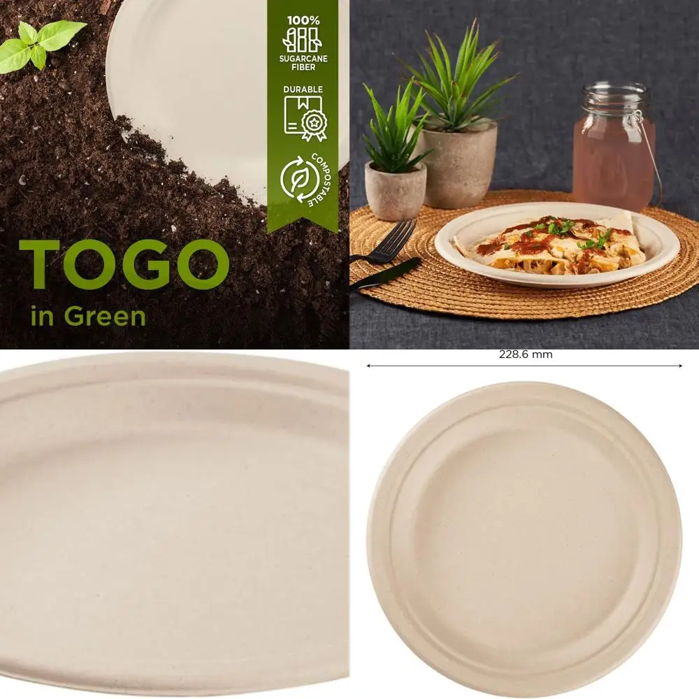

Eco-Friendly 9 Heavy-Duty Molded Fiber Paper Plates, 500-Pack (Natural)