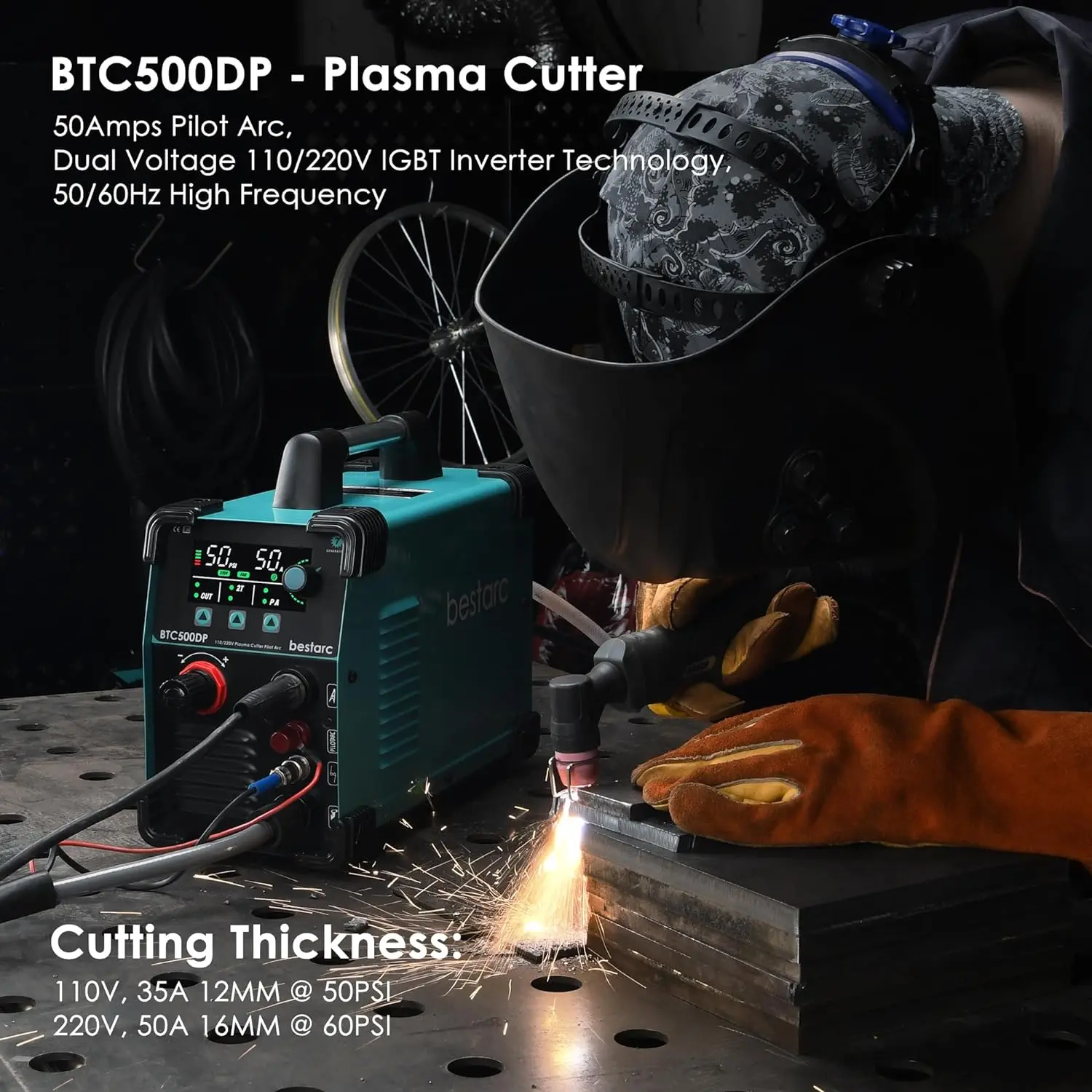 Plasma Cutter, Pilot Arc BTC500DP 7th Generation 50Amps Screen Display