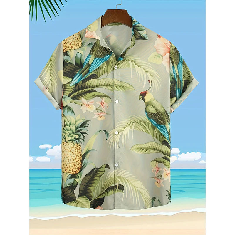 Summer Parrot 3D Print Hawaiian Beach Shirts Men Women Casual Fashion Streetwear Short Sleeve Shirt Blouse Harajuku Man Clothing