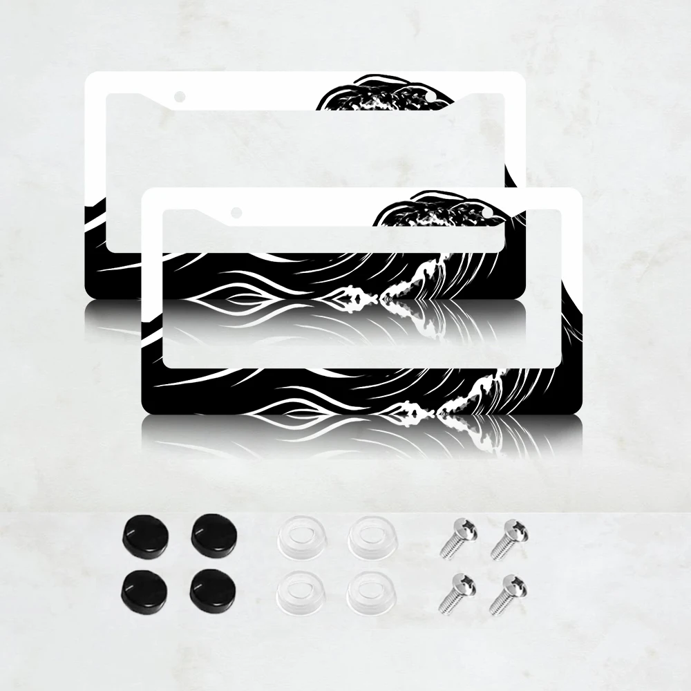 

2 шт. рамки для номерных знаков с 2 отверстиями, черно-белые, американского стандартного размера, алюминиевые, 6x12 дюймов, с винтами