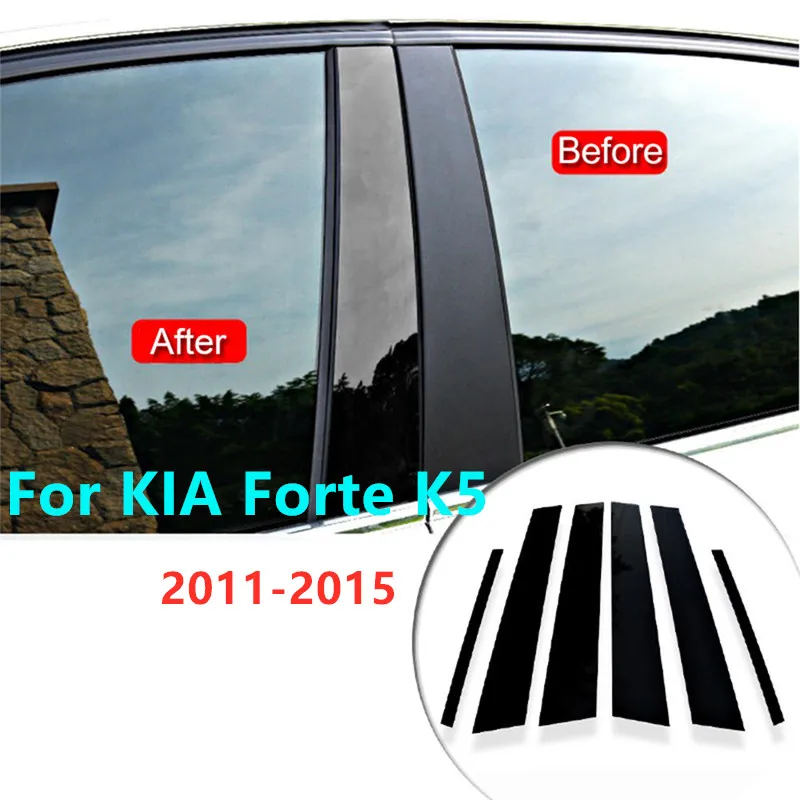 

6pcs/Set Car Door Window Pillar Post Covers Trim Sticker Accessories Fit For KIA Forte K5 2011-2015