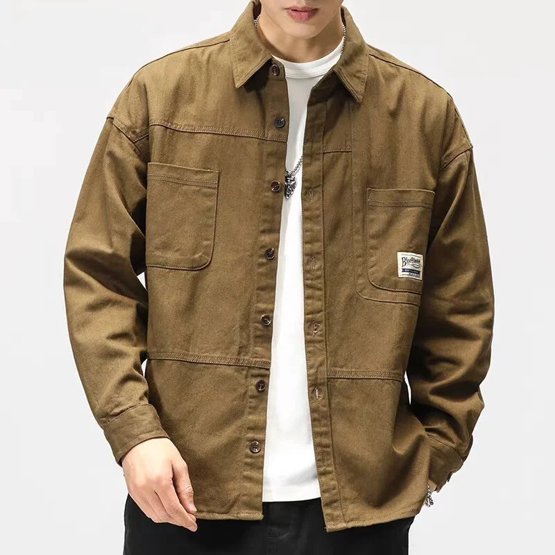 Spring Autumn Long Sleeve Work Shirt Men Casual Thin Multi Pocket Workwear Jacket Polyester Fiber Non Iron Wear Resistant