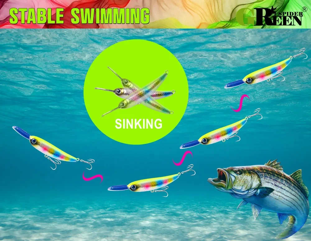 Sinkender Minnow-Angelköder, 63 mm/17 g, künstlicher Bleistiftköder für Barsch-Forellen-Angelköder – Detail 5